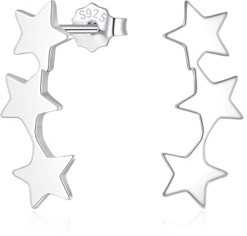 Loutade dam silver örhängen, 925 sterling silver stjärna örhängen, allergivänliga stjärnpost örhängen silver 925 små brosk sova platt liten stjärna örhängen silver för flickor, Sterlingsilver
