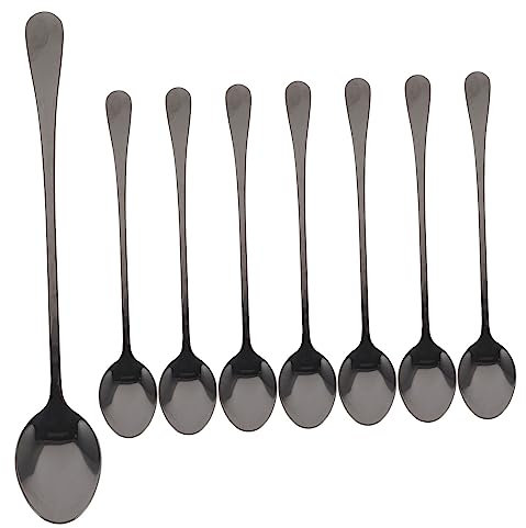 Zerodeko 8pcs Stainless Steel Ice Tea Spoons Long Handle Tea Spoons for Desserts Cocktails Easy to Clean