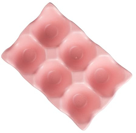 Porta Huevos de Cerámica Rosa 6 Rejillas y Base Antideslizante | Organización para Cocina, Rejilla Estable para Refrigerador, Estilo Moderno Elegante