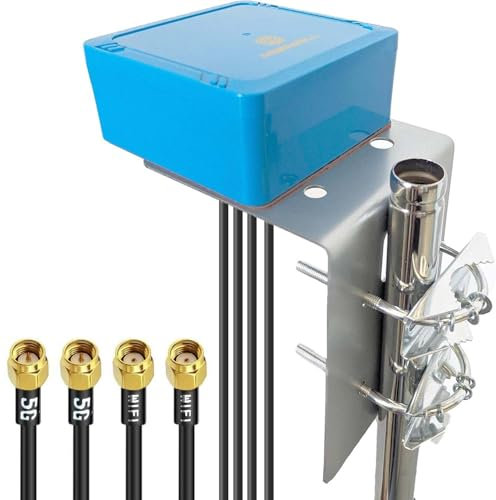 Maswell IoT M2M Antenna Outdoor, 2X2 MIMO 5G + 2X2 MIMO WiFi 7, Omni 700-6000 MHz with 5G NR 4G LTE, WiFi 6E Bluetooth WiMAX and Zigbee, Screw and Adhesive Mounting, Low Gain Not for Speed Competition