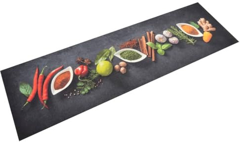 LAPOOH Küchenteppich Waschbar Gewürze 45x150 cm Samt, Teppich Küche, Küchenläufer, Läufer Küche, Teppich Für Die Küche, Teppich Läufer