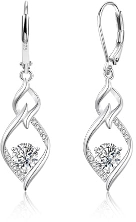 ALEXCRAFT Zirkonia Ohrringe Silber 925 Hängend Geschenk für Damen Frauen | Ohrringe Hängend Lange Blitz CZ Zirkon Strass Stein Twist Unendlichkeits Herz Wassertropfen Ohrhänger Creolen mit Anhänger