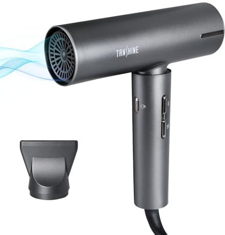 TANSHINE Ionen Haartrockner, 1800W Klein Föhn für Reisen,110.000 U/min Bürstenloser Motor Schnelles Trocknen Fön, 65dB Leise Geräuscharm Haarföhn für Zuhause, Blow Hair Dryer mit Kalte Luft