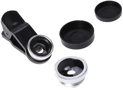 Angoily Phone Camera Wide Angle Macro Lens and Fisheye Clip Accessory for Smartphones Professional Photography Lens in Silver Enhanced Optics