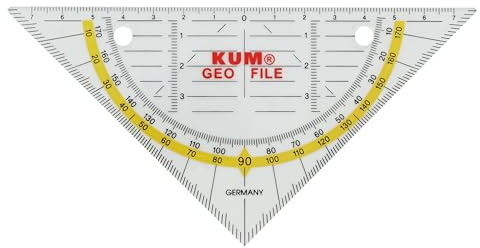 KUM - Geometriedreieck 16 cm, abheftbar, transparent, 5er Pack | Schulmaterial zum Messen, Zeichnen und Konstruieren im Mathematikunterricht