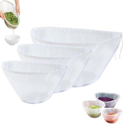 2025 New Soy Milk Bag, Reusable Cheese Cloth Bag for Straining, Organic Unbleached Cotton Cheesecloth or Food Strainer, Organic Nut Milk Bag, Nut Milk Bag Reusable for Straining Oat Milk(3pcs,S+M+L)