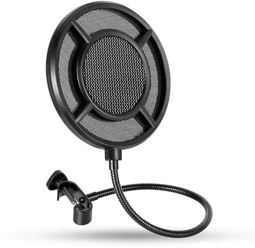 YieinKonar Professional Studio Mic Pop Filter-Triple Layer Metal Mesh Mic Windscreen for High-End Recording,Podcasting & Voiceovers | Blowout,Anti-Ploive Sound Shield with Heacy-Duty Black Metal Frame