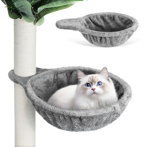 Balacoo Cat Hammock: Soft Plush Lying Trough for Scratching Post, Ø 12.58Inch, 5.51 cm Deep, Large Wall Bed Basket Window Hammock Perch for Any Cat Tree with M8 Thread grey