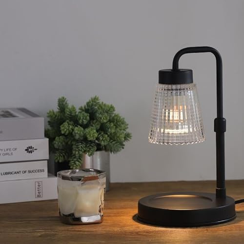 Kmok Candle Warmer Lamp, Dimmable with Timer | Height Adjustable, 4 Brightness Levels, 2/4/8H Timer, 2 Bulbs, Metal Base