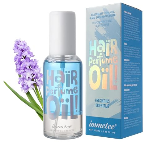 immetee Aceite capilar perfumado, spray capilar hidratante con aroma floral, fragancia duradera sin grasa, hidrata cabello, apto para todo tipo de cabello, 100 ml. (100ML, HYACINTHUS ORIENTALIS)