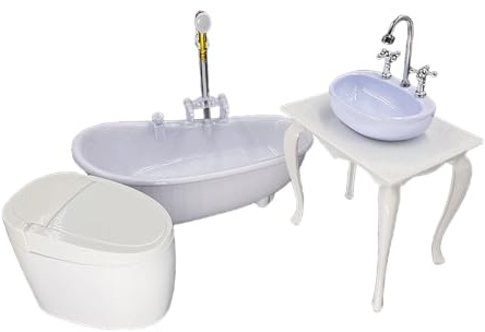 1/6 Scale Dollhouse Accessories for Bath, Bathtub, Toilet, Washstand for 12 Inch Figures