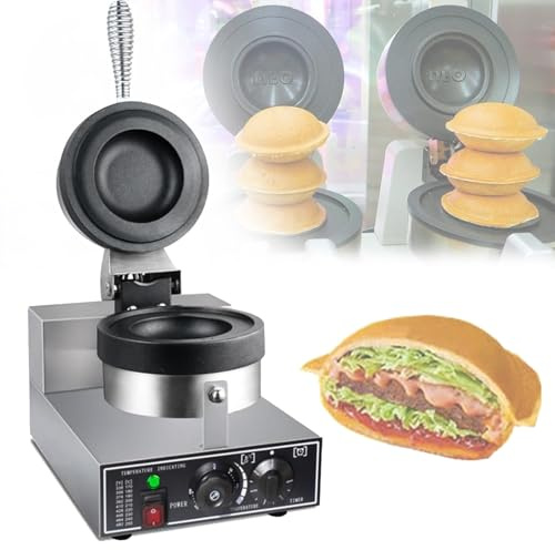 OWOHYG Pressa per Hamburger da 11,5 cm, Stampo per Hamburger con Gelato da 1200 W, Macchina per Hamburger Antiaderente, Piastra per Waffle elettrica Commerciale