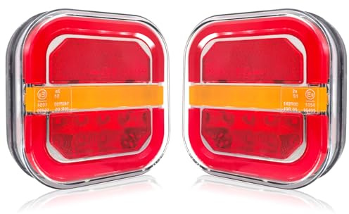 YOYOCOOL 2 x LED Rückleuchten Anhänger 12 V 24V Rücklicht mit ECE-geprüft für LKW, PKW-Anhänger, Wasserdicht, 5 Function