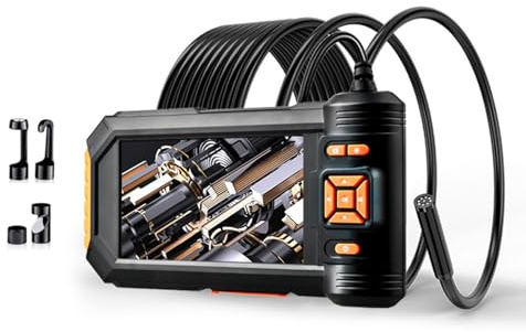 WATERBELINE Endoscopio industriale a doppia lente da 5 pollici con foro 1080P fotocamera serpente per fognature tubo di ispezione 2600 mAh