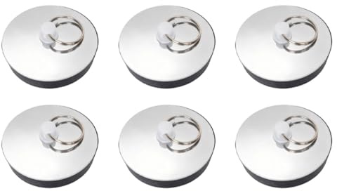 6 Stück Abflussstopfen, Gummi Stöpsel für Spülbecken, Spüle Abfluss Stöpsel mit Haken, Abfluss Stöpsel für Spüle, Spültisch Stopfen für Badewanne, Küche, Bad