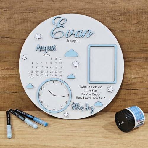 MFCHICIFY Panneau en bois de bienvenue pour nouveau-né - Annonce de naissance - Panneau de nom de bébé 3D en bois personnalisé - Accessoire photo pour nouveau-né - Panneau d'annonce de bébé - Cadeau