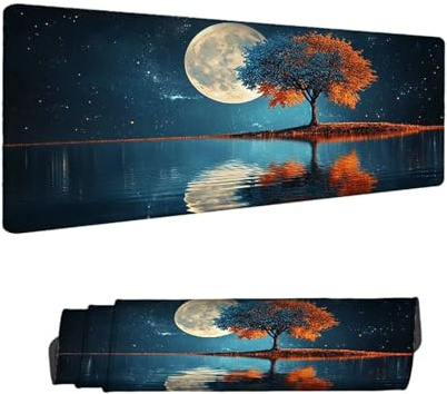Alfombrilla Ratón XXL 1000 x 500 mm, Lago Gaming Alfombrilla Escritorio, Mouse Pad con Base de Antideslizante, Árbol Tapete Escritorio Grande, Mousepad de Oficina y para Gaming en Casa H-10292