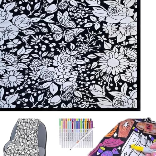 INPUS Manta para colorear de bricolaje, mantas para colorear para adultos, colorea tus propias mantas, proyecto creativo de arte de dibujo personalizado, manta de forro polar suave y acogedora