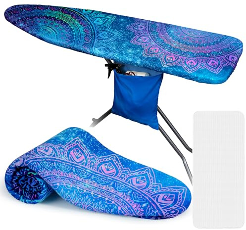 FIOBEE Ironing Board Cover and Pad Extra Thick Iron Board Pad with Heat-Resistant Mesh Padded Iron Board Covers Adjustable Buckle & Elastic Edges for 15x54 Standard Size (Ironing Board Not Included)
