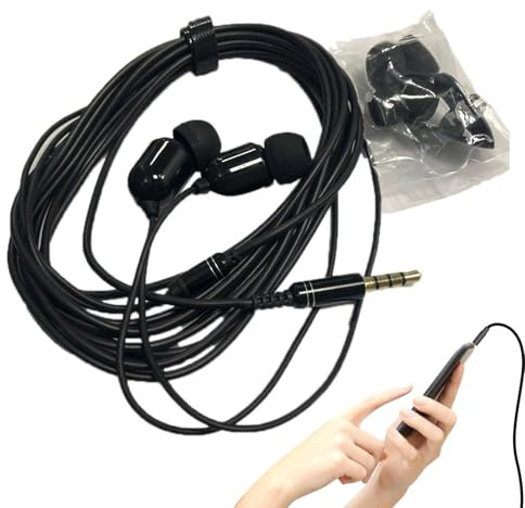 Genérico Auriculares con Cable 3 Metros Extra Largo - Intraurales con Micrófono y Aislamiento de Ruido, Ideales para Música con Graves Profundos, Juegos y Llamadas, Compatibles con PC, Portátil Móvil