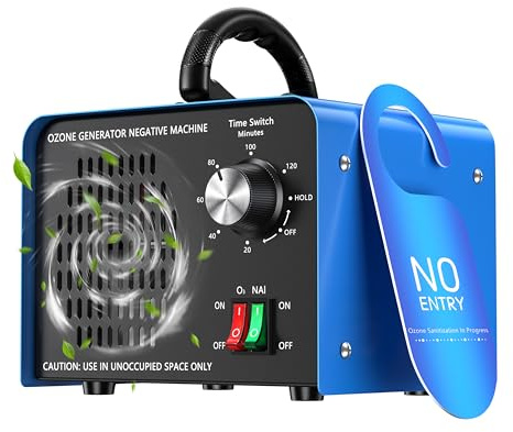 Generador de ozono de 100 000 mg/h, dispositivo de ozono con iones negativos y temporizador de 120 minutos,ozonizador O3 para eliminar olores en el coche,el hogar,mascotas, aplicable a 600 m².