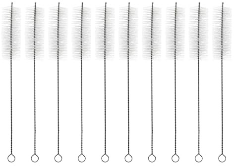 Cepillo Limpiador de Tubos Largos Portátil, 10 Piezas | Limpia Fondo y Pared Interior, Diseño Colgante, para Pajitas Domésticas, Uso Práctico, Color Transparente