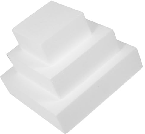 Veemoon 3pcs Square Foam Cake Models White Fake Cake Dummies for Creating Wedding Decoration Practice Can be Sanded and Glued