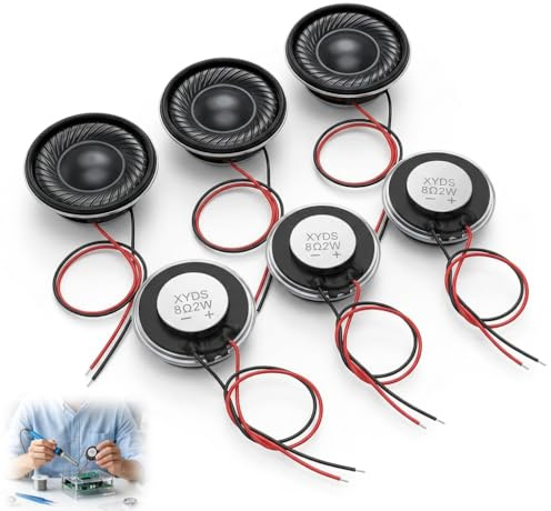 6 Pezzi Altoparlante 2W 8 Ohm, Microfono Altoparlante Rotondo Magnete Interno, Mini Altoparlante 40mm Magnetico Guscio Metallico con Magnete Interno per DIY Giocattoli Elettronici Mini DVD Multimedia