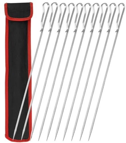 Pic A Brochette Brochettes en acier inoxydable for grillades, robustes, indéformables, compatibles lave-vaisselle et réutilisables.(10PCS)