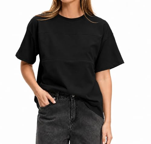 Nursing & Breastfeeding 100% Cotton T-Shirt Top - Stylish Maternity & Postpartum Clothing - Boxy Oversized Top with Discreet Zips for Comportable Feeding & Pumping