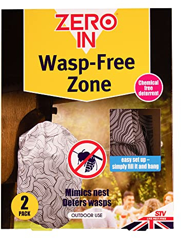 Zero In Wespenfreie Zone Wespennest Lockvögel – Doppelpack, giftfrei, visueller Wespenabwehr, Haustier- und kindersicher, 2,5 x 17,5 x 23 cm, Grau