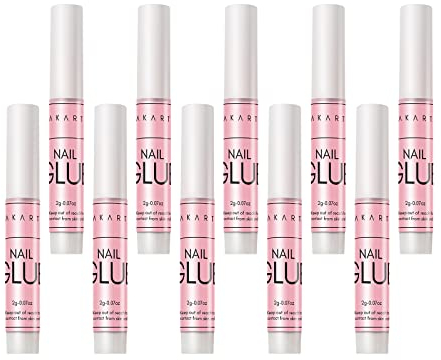 Makartt Nagelkleber für Kunstnägel - 10 Stück Nail Glue Nagelkleber Für Tips Extra Stark, Schnelltrocknend in 5 Sekunden, für Gelnägel, Glitzer, Strasssteine, Diamante