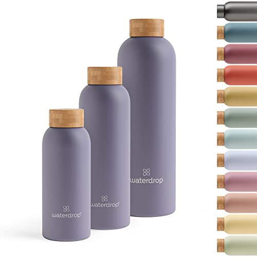 waterdrop® Edelstahl Trinkflasche 600ml - auslaufsichere Trinkflasche Kohlensäure geeignet - doppelwandige Thermosflasche für heiße & kalte Getränke - ideal für unterwegs, Büro & Fitness
