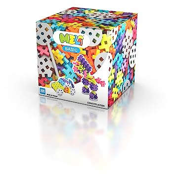 Meli Konstruktionsbausteine Basic Constructor Auto 100 | Steckbausteine für Kinder ab 3 Jahre | Mit Rädern & Spezialteilen | 100 Teile in 6 Farben | Fördert Motorik & Kreativität