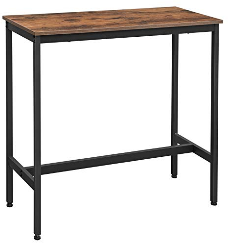 VASAGLE Tavolo da Bar Rettangolare Stretto, Tavolo da Cucina, Tavolo da Pranzo Alto, Robusto Telaio in Metallo, 100 x 40 x 90 cm, Facile da Assemblare, Marrone Vintage e Nero LBT10X