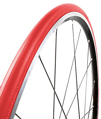 Cubierta 100% Antipinchazos 700x23c (23-622) | Tannus Airless Tire Slick | Neumático Sólido para Bici Carretera, Color Volcano (Rojo), Dureza Regular