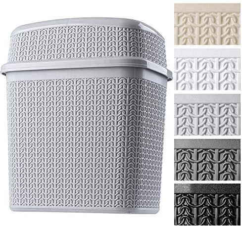 KADAX Cubo cosmético de plástico con tapa basculante, cubo de basura ligero para baño, cocina, capacidad de 10 L, color gris