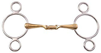 AMAHORSE Filetto pessoa snodato con olivetta, imboccatura curva piena anello 70mm imboccatura 16 mm cavallo morso (13,5)