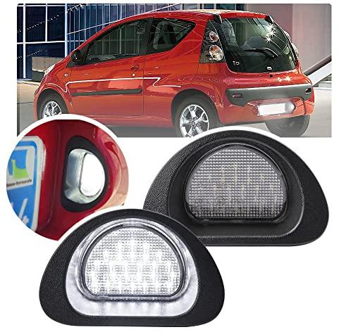 NSLUMO 2 pièces lumière de plaque d'immatriculation LED pour Peug.eot 107 MK1 2005-2014 citr.oën C1 2005-2014 | 2005-2013, 6000K blanc xénon arrière, CANbus sans erreur, OEM 6340 E2 6340E2 634000, verre clair 2Pcs