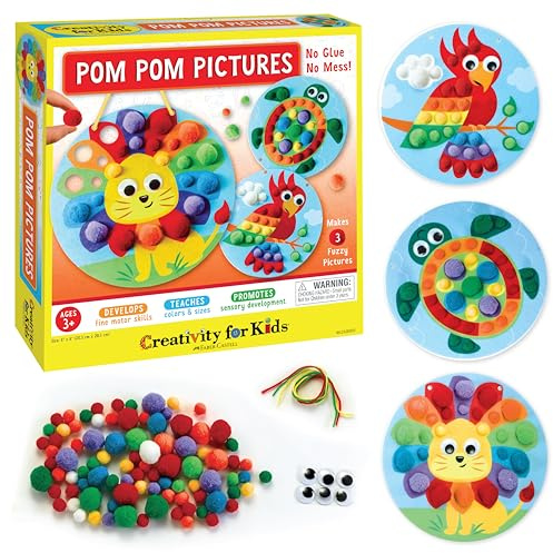 Creativity for Kids Pom Pom Pictures: Animals | Summer Fun | Back to School Crafts for Preschool Learning Activities| Sensory Toys for Toddlers |Toddler Arts and Crafts (Ages 3+)