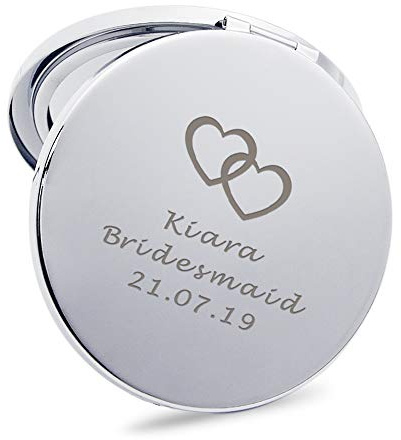 howson london Compact Mirror Personalised Pocket Mirror Bridesmaid Gift Personalised Mirror Personalised Gifts for Women Birthday Valentine's Day Wedding Anniversary Mother's Day (Hearts)