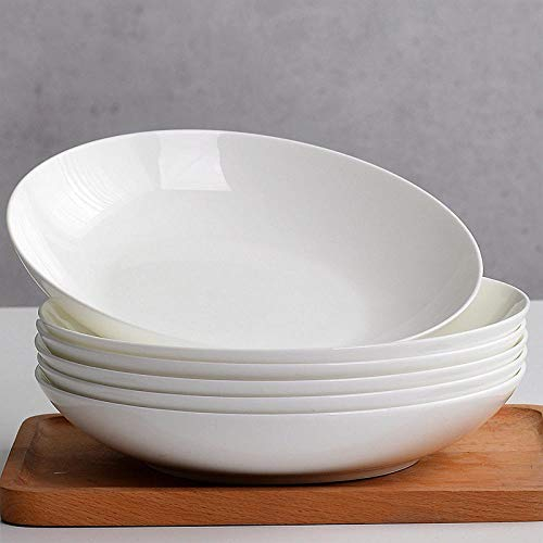 LMMJYF Assiette Plate en Porcelaine Blanche 4/6/10 pièces Assiette Creuse en céramique Blanche Pure de 8/8,5 Pouces-Disque de 8,5 Pouces (6 pièces)