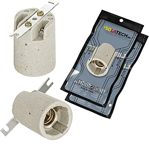 ISOLATECH 2pcs E14 portalámparas de cerámica con soporte de montaje LED bombillas de ahorro de energía (máx. 250V/4A) bombillas Hogar Cocina Baño Techo Socket Fitting Bracket resistente al calor