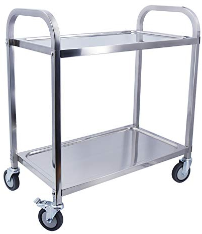 TAIMIKO Carrello di Servizio Carrello Portavivande Carrello Cucina con ruote in acciaio inossidabile a 2 ripiani (85 x 45 x 90 cm)