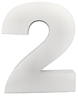 DecoPorex – Zahl 2 – 40 cm hoch, 5 cm dick, weißer Styropor für Event- und Wohnungsdekoration