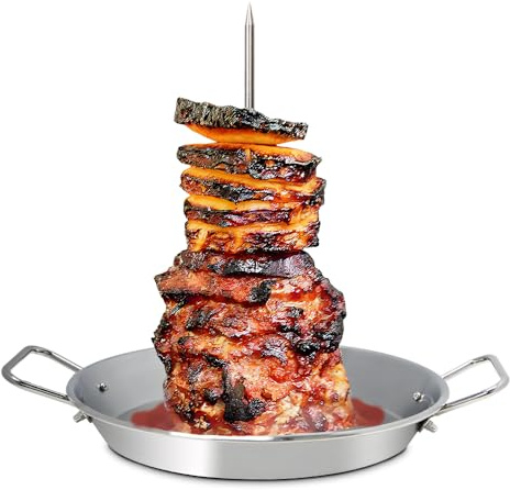 10 Vertical Al Pastor Spit Stand with 3 Spikes for Tacos, Shawarma, Gyros