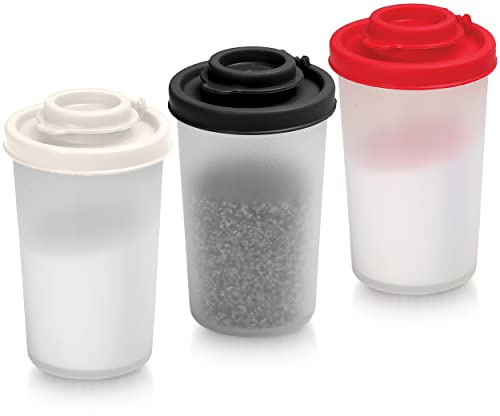 Salière et Poivrière en Plastique Transparent Sans BPA, Kit Voyage, Pour Sel, Poivre, Épices, Idéal pour Camping, Randonnées, Cuisine Extérieure, Bivouac, Bushcraft (140ml, set de 3)