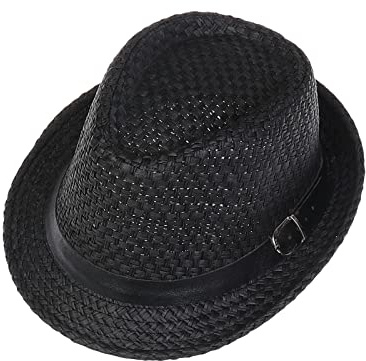 JK Home Sombreros hawaianos de paja Fedora para hombres y mujeres, unisex, Trilby Panamá, verano, sol, jazz, disfraz, gorra de fiesta