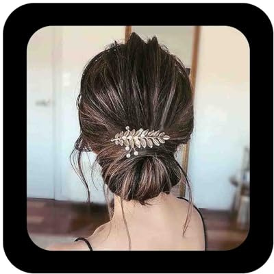 Allereya Vintage Blatt Haarkamm Spange Perle Haarkamm Metallblatt Kopfbedeckung Griechische Göttin Haarkamm Dekorative Kopfbedeckung Haarschmuck für Frauen und Mädchen (Gold)