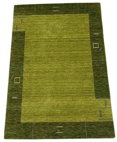 Gabbeh Teppich Grün 100% Wolle Handgewebt Orientteppich Lori 125x180 cm WR110